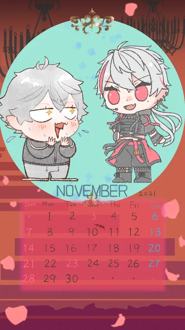11月カレンダーコラボはたりむさん(@ ndgrv3 )です!可愛いイラストだけでなくデザイン壁紙などセンス抜群までに留まらず、人柄も最高でTRPGのGMだって出来ちゃう素晴らしいお方です!本日から11月に入りましたのでトプ画ロック画面等に壁紙としてご使用下さいませ👐 