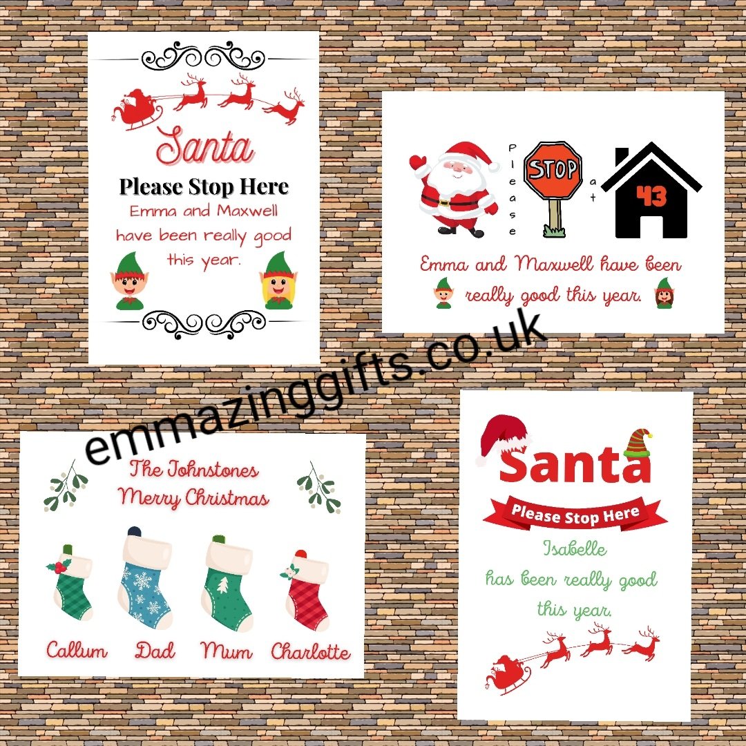 Happy #November1st! We are thrilled to start our #Christmas preparations in our #smallbusiness. Check out a range of #personalisedprints on offer - #Santa stop here & family stockings frames would make a great addition to festive decor. #elevenseshour #Christmasgifts #handmade