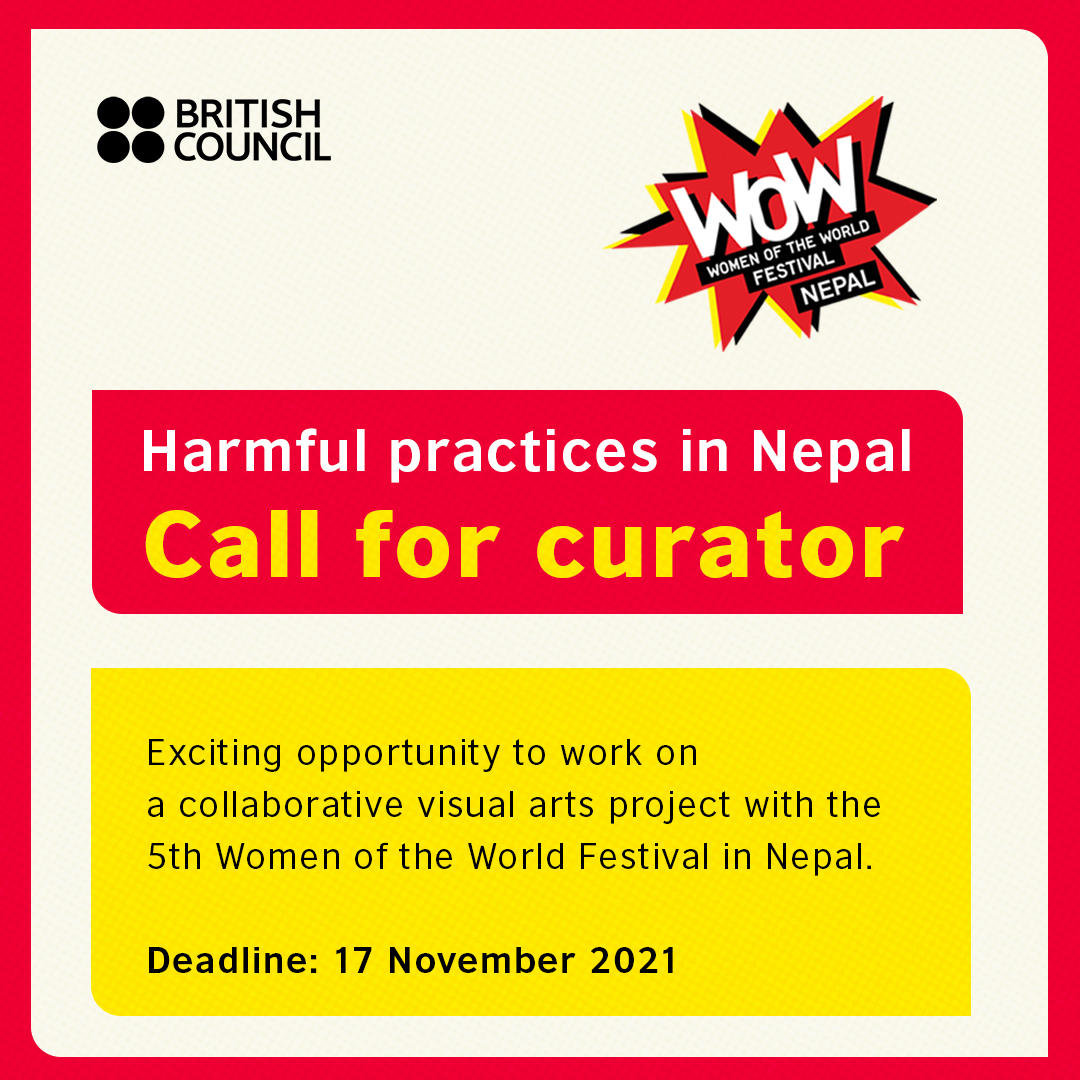 BritishArts's tweet photo. Open call!

Calling all UK-based curators, apply now to work with a Nepali visual artist on a project surveying a new practice – caste-based discrimination and its intersection with gender. 

Info: https://t.co/2U2RfGvqWI | #WOWNepal #HarmfulPractice #VisualArts 
@WOWisGlobal https://t.co/k9XhL2uaaE