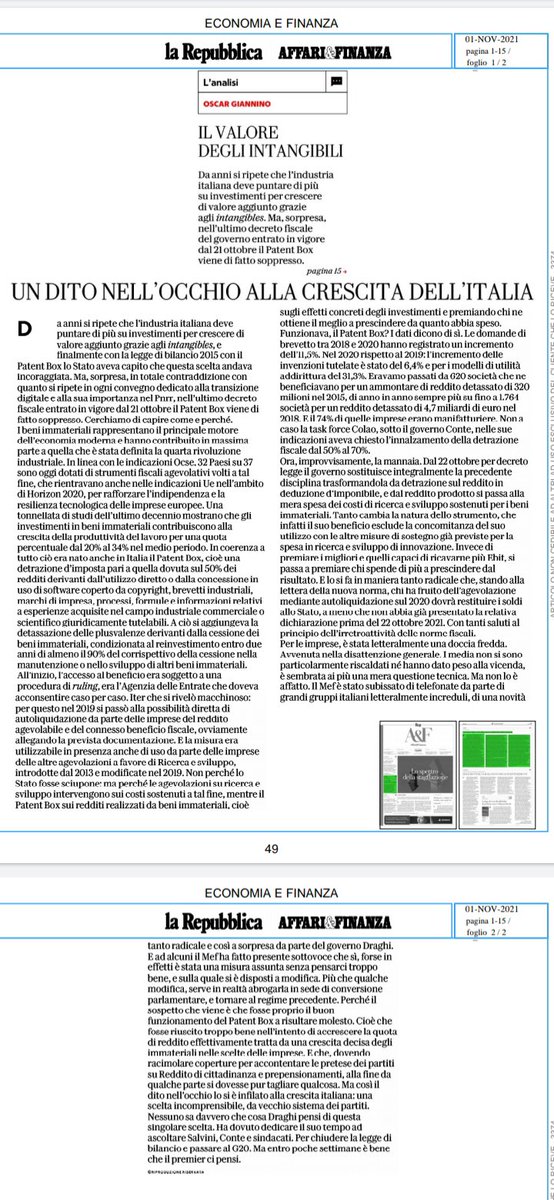 Know_How_To_Do's tweet photo. Esatto @OGiannino, la riforma del #PatentBox è proprio un dito nell’occhio.
Se ci aggiungiamo la riduzione dal 2023 del Credito d’Imposta #RSID, ci presentiamo da “orbi” di fronte alla ripartenza post #Covid. https://t.co/VTzUVopUOB