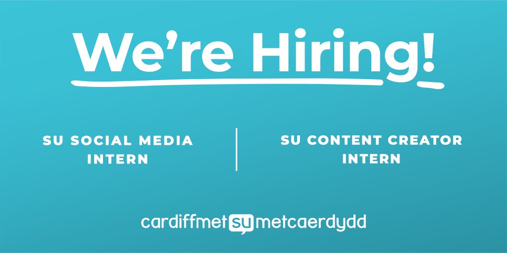 CardiffMetSU's tweet photo. WE'RE HIRING!👀

We're looking for two interns to help develop our SU Communications Strategy 📣

📱 SU Social Media Intern
https://t.co/jhqdJItGzK

📹 SU Content Creator Intern
https://t.co/xTCFjdjF2p

For more info, check the links or email Carwyn at cthomas2@cardiffmet.ac.uk👌 https://t.co/sRMQXBYfJu
