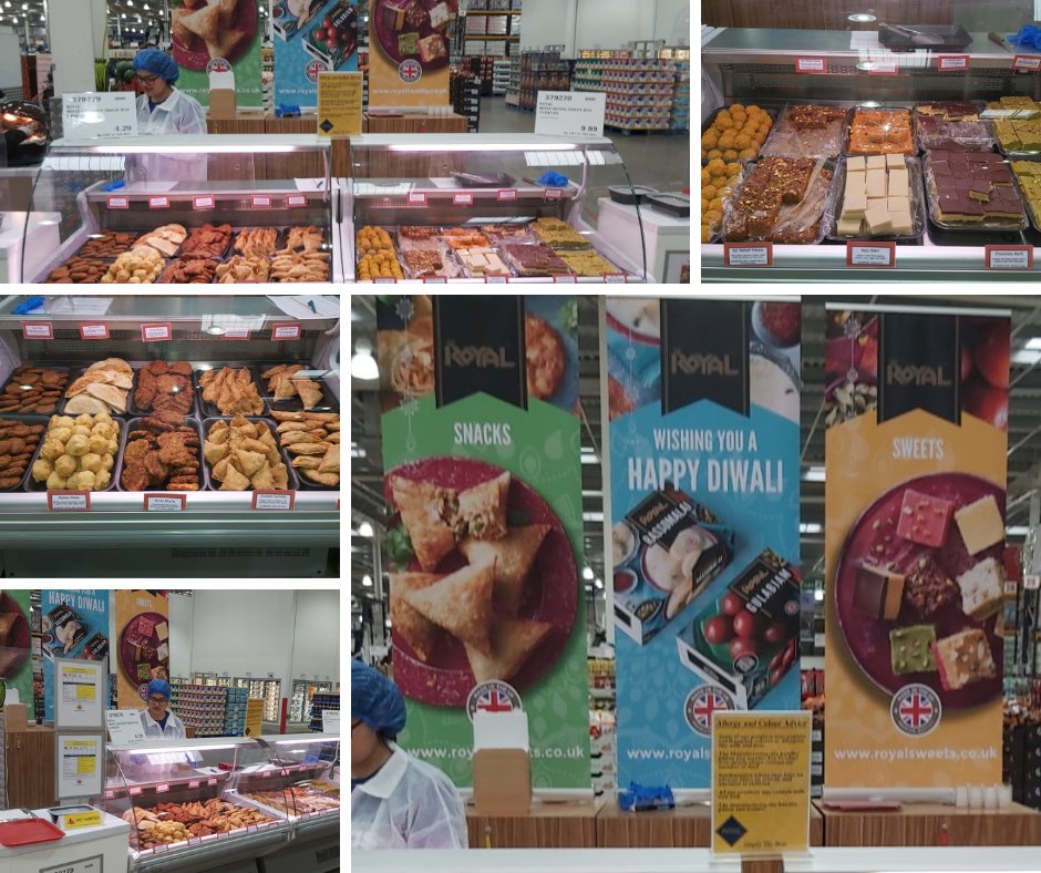 RoyalSweets8's tweet photo. Pop down to see our friendly team at @Costco, Hayes.  

We've got a delicious selection of sweets and snacks for you to choose from!

#indiansnacks #mithai #halwa #indiansweets #barfi #diwali #diwalicelebrations #royalsweets #shopping #diwalidestival #costco #hayes https://t.co/0w7u8QIwmW