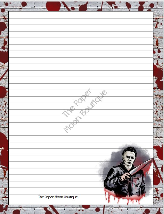 PaperMoonBTQ's tweet photo. #HalloweenStationery #Halloween #MichaelMyers #HorrorPaper
#HorrorStationery #Slashers #Happy Halloween #Stationery #Paper https://t.co/tYDCm4rj7q