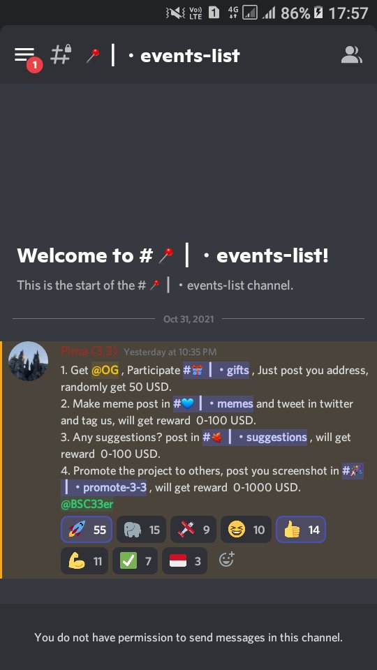 qhodhier16__'s tweet photo. Come on everyone, let's join discord there is a big event and party waiting for you, and you will get 
1. Randomly win 50 $USD.
2. Make meme and tag @Bsc33DAO,get randomly $USD.
3. Share the #BSC33 to others, post your screenshot in Discord, will get a reward 0-1000USD #OHM #BSC https://t.co/c63MEOkZdT