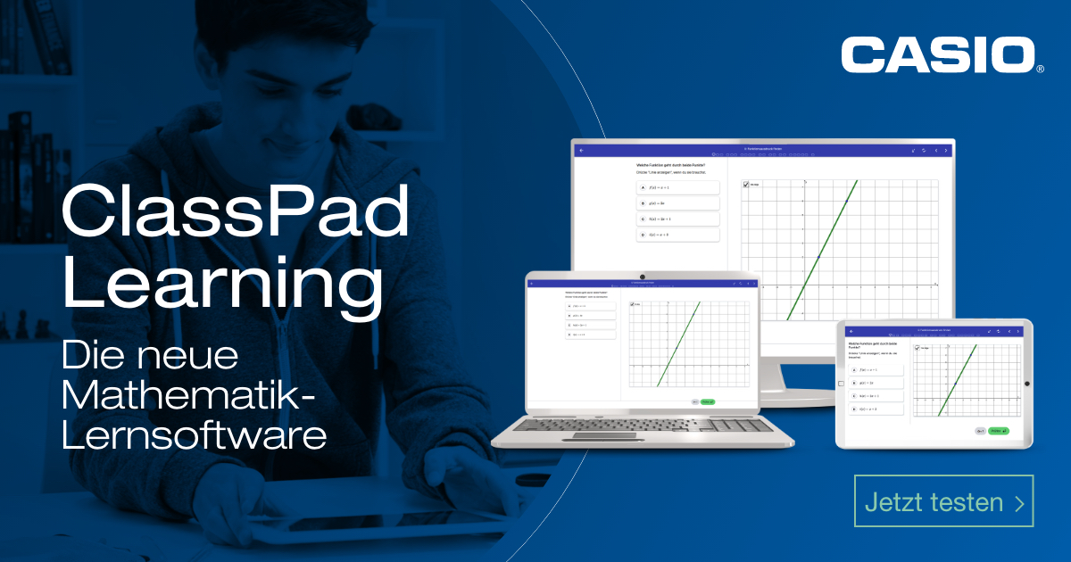 lehrer_online's tweet photo. //Anzeige.
Laptop oder Tablet: #ClassPadLearning, die neue Lern- und Übungssoftware für #Mathematik von @CasioSchulR zum Bearbeiten von Aufgaben im Unterricht, zu Hause und in der Nachhilfe, funktioniert unabhängig vom Endgerät, direkt über den Browser. https://t.co/BhbmHo0G7V https://t.co/Jarnx3DYKl