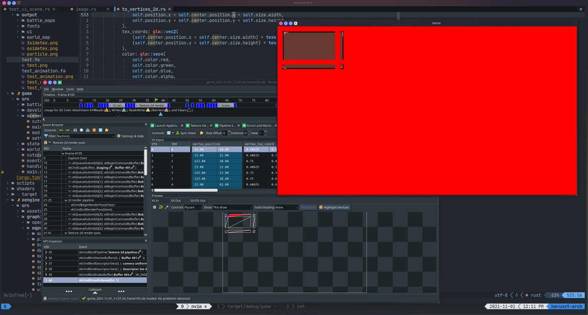 szwanot's tweet photo. Debugging 9 slice implementation. @RenderDoc is the best tool for that. #rustlang  #wgpu #programming #gamedev #indiedev #gameengine #engine https://t.co/VskJ8R8rLM
