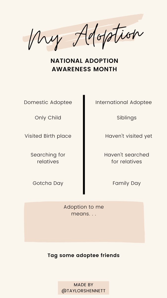 For this year’s #nationaladoptionawarenessmonth I challenge you to listen to #adoptees and their stories

#naam #naam2021 #adoption