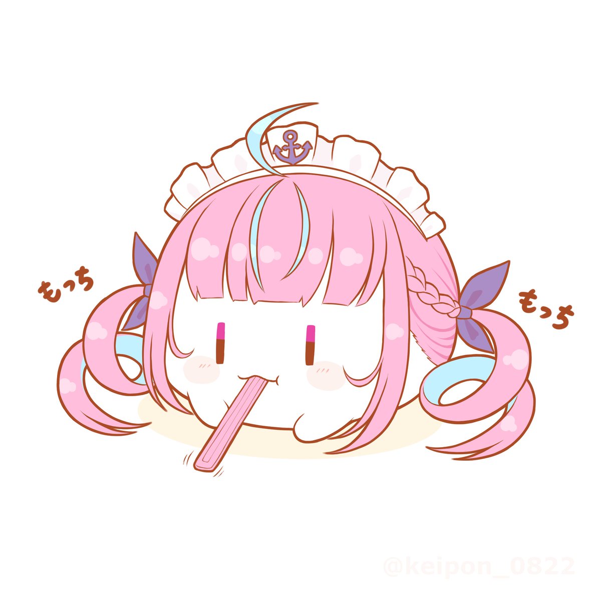 湊あくあ 「雪見だいふく食べすぎて雪見だいふくになった湊あくあ
#あくあーと 」|けいぽんのイラスト