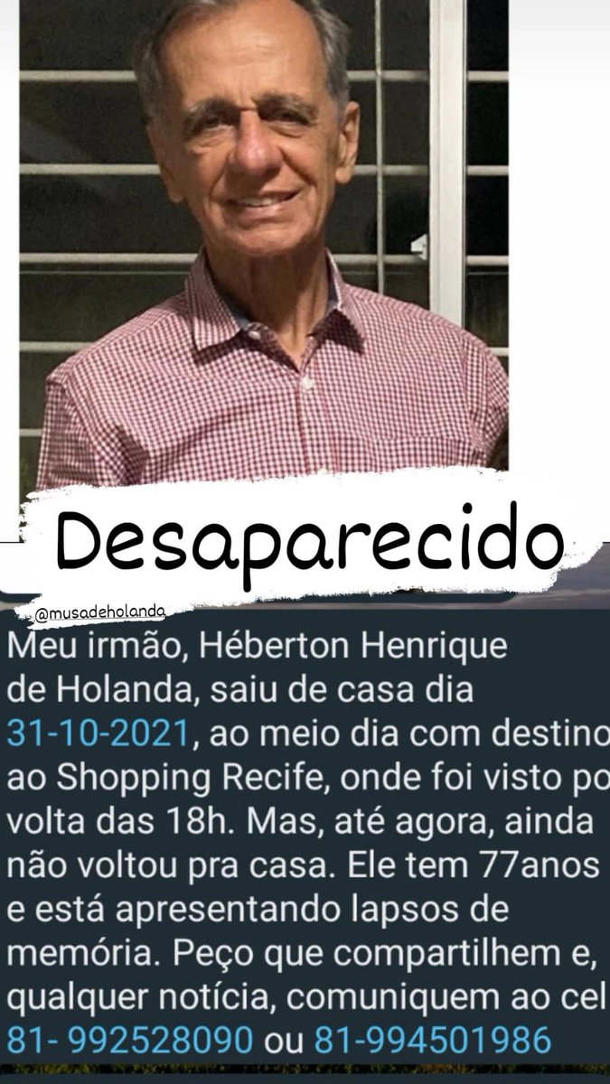 Mfigueiroa's tweet photo. Pessoal do Recife, por favor compartilhem https://t.co/XM49vTOUfz