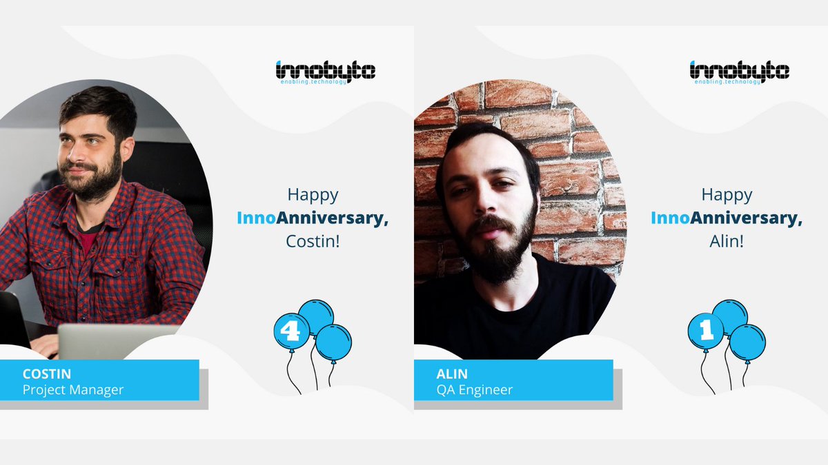 innobyte's tweet photo. We value our team members and celebrate with joy their work anniversaries and every little aspect of our journey together. Today we're celebrating Costin and Alin! 🎂🎉️ Guys, we are grateful to have you here! Happy #InnoAnniversary🤘
#celebratingtogether #InnobyteTeam #Innobyte https://t.co/U6lZNKBluh