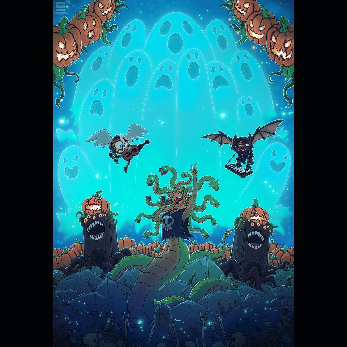 OasisCommander's tweet image. They continued playing long after the night was over          #holloween #inktober2021 #finale