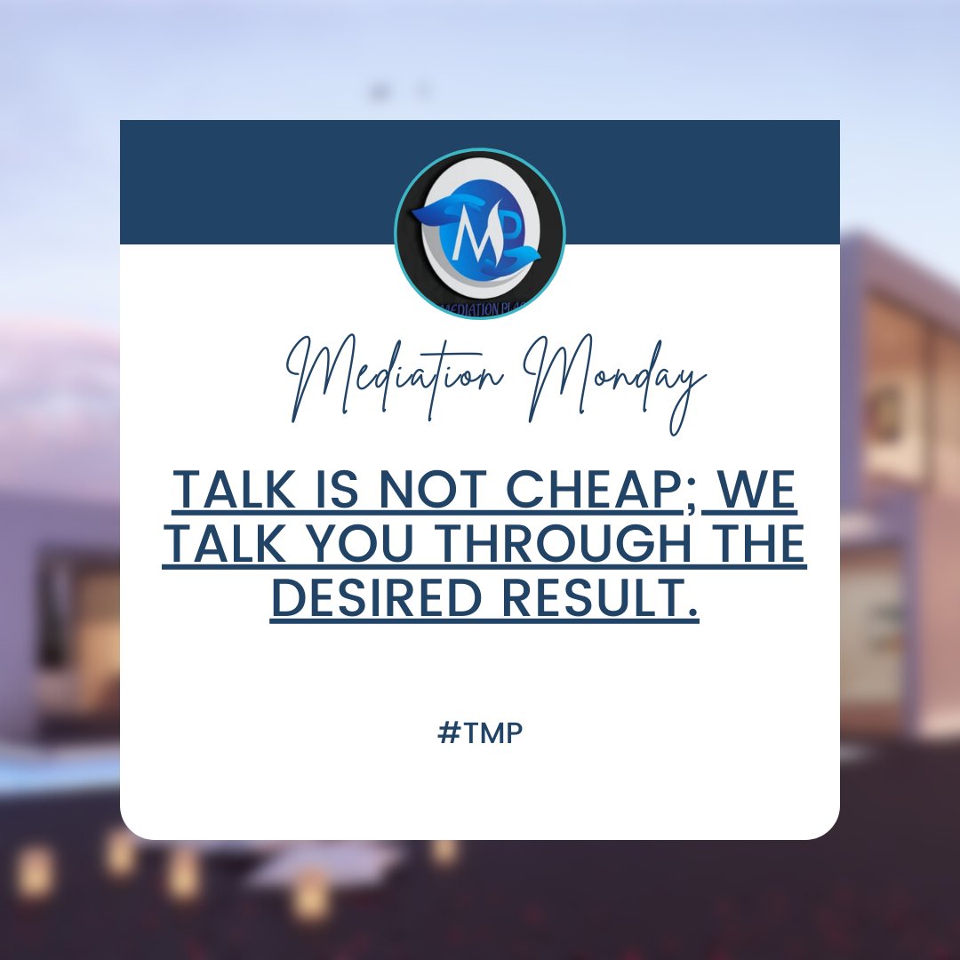 dmediationplace's tweet photo. At The Mediation Place, talk is a powerful tool for the creation of MUTUALLY BENEFICIAL AGREEMENTS.

 Yes, your disputes can be ultimately beneficial 😊.

#MediationMonday #mediation #arbitration #mediator #arbitrator #ADR
#TMP https://t.co/2KNt8t3Rt7