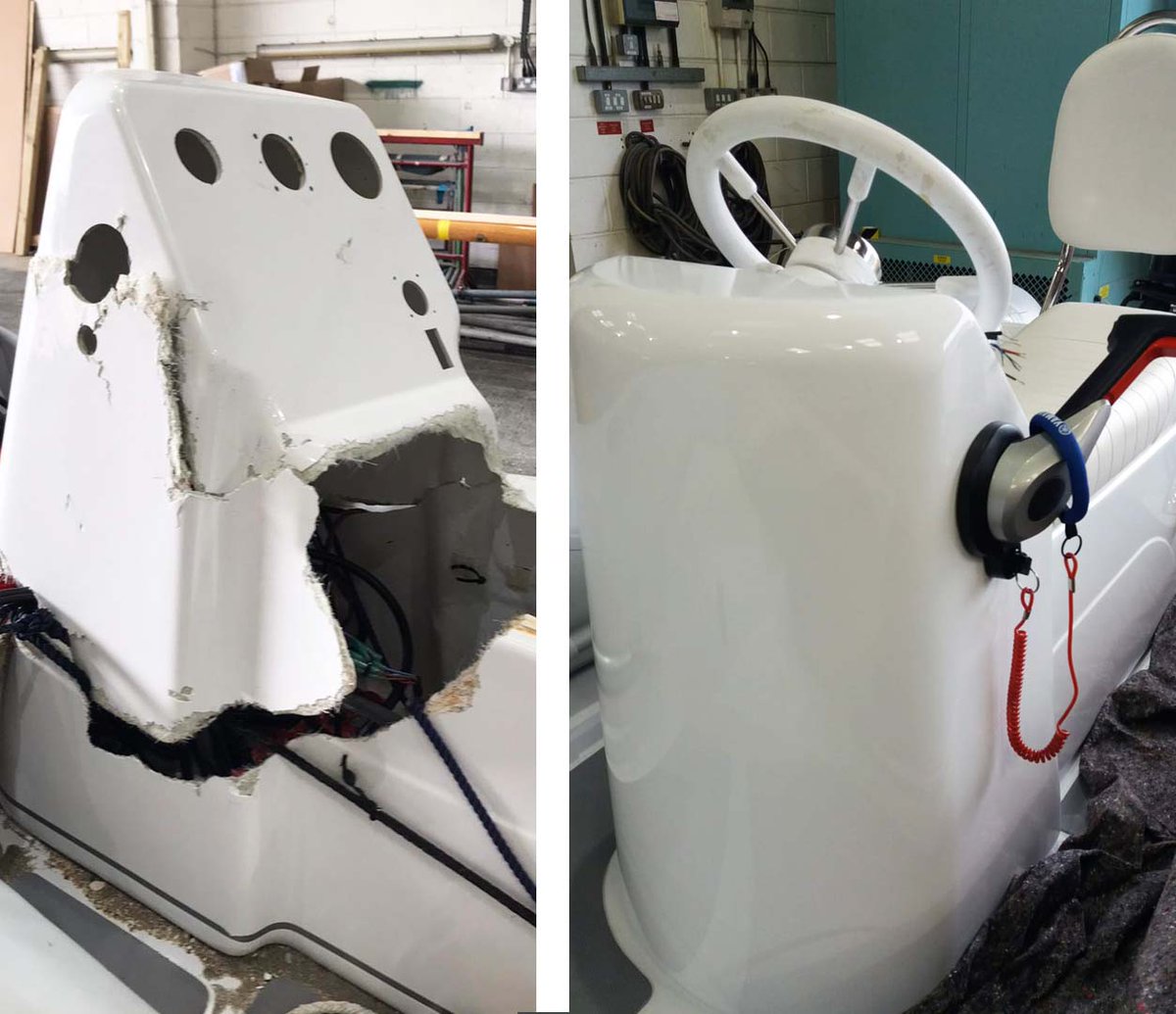 Foxs_Marina's tweet photo. It’s not all about big boats here at Fox’s, check out the before and after shots of this RIB which suffered extensive damage. Now as good as new after intricate repair and re-spray work.
#abinflatables #yachttender https://t.co/1x3JOS6wTk