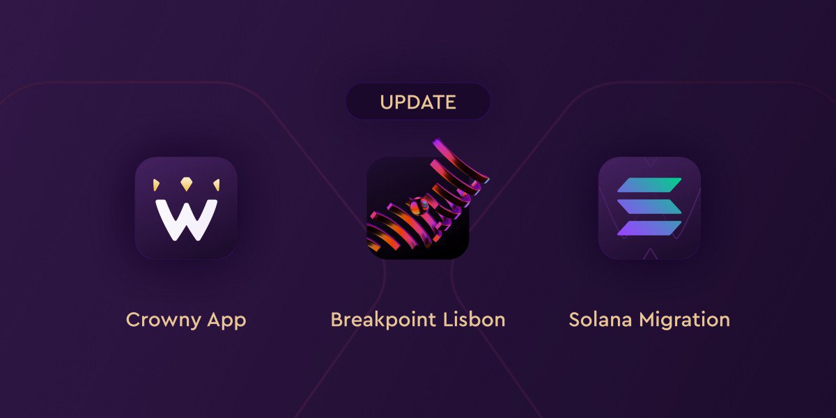 CrownyFamily's tweet photo. NOVEMBER is here 🔥🚀 important month for @crownyio 
➡️ Crowny App
➡️ Breakpoint Lisbon (7-10 November)
➡️ Solana Migration https://t.co/R7qoRXFMgA