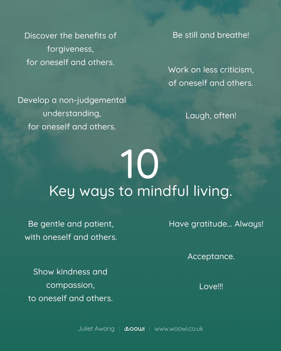 WoowiApp's tweet photo. 10 mindful tips!! ✌️💚

#minfulnessmatters #mindfulpractice #woowi https://t.co/PvYfgIxQsM