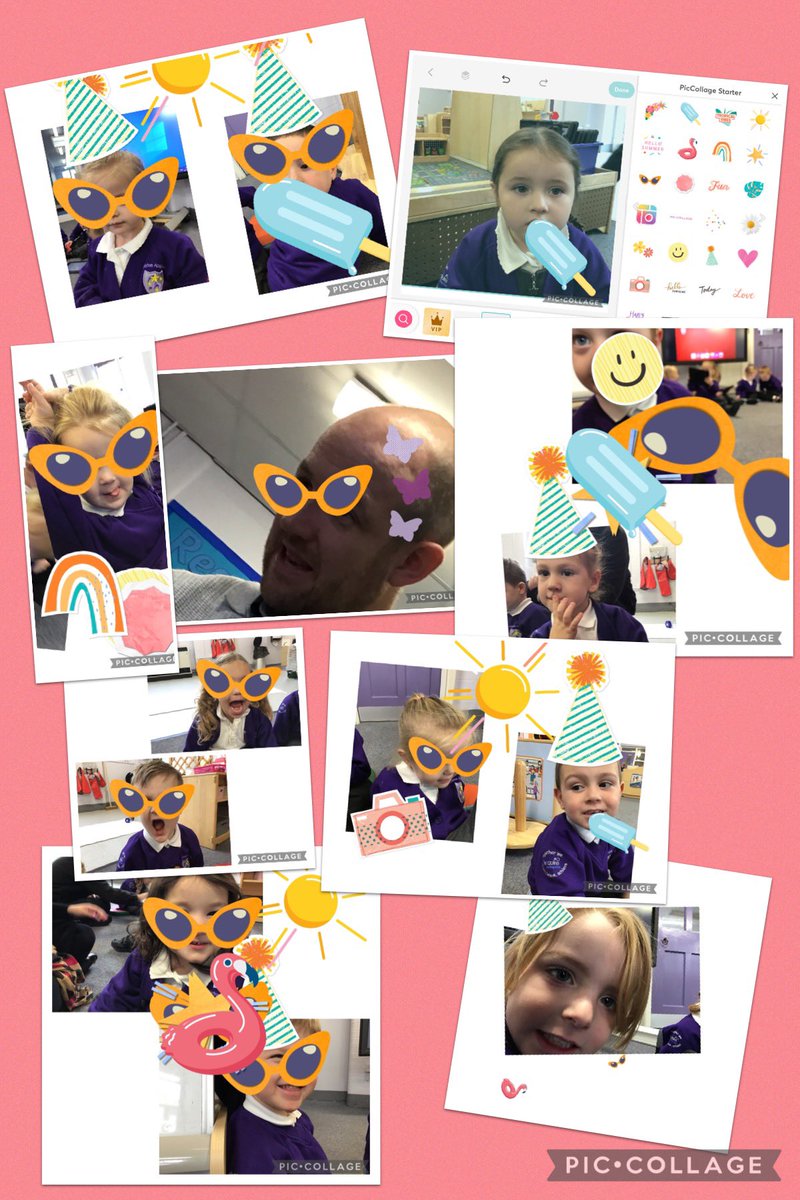 EllistonNursery's tweet photo. We have had so much fun learning how to use the PicCollage app today in FS1. We took it in turns taking pictures of our friends and then we added stickers on top!📸😃 #EllistonComp @TechElliston https://t.co/e1XIMGcqUg
