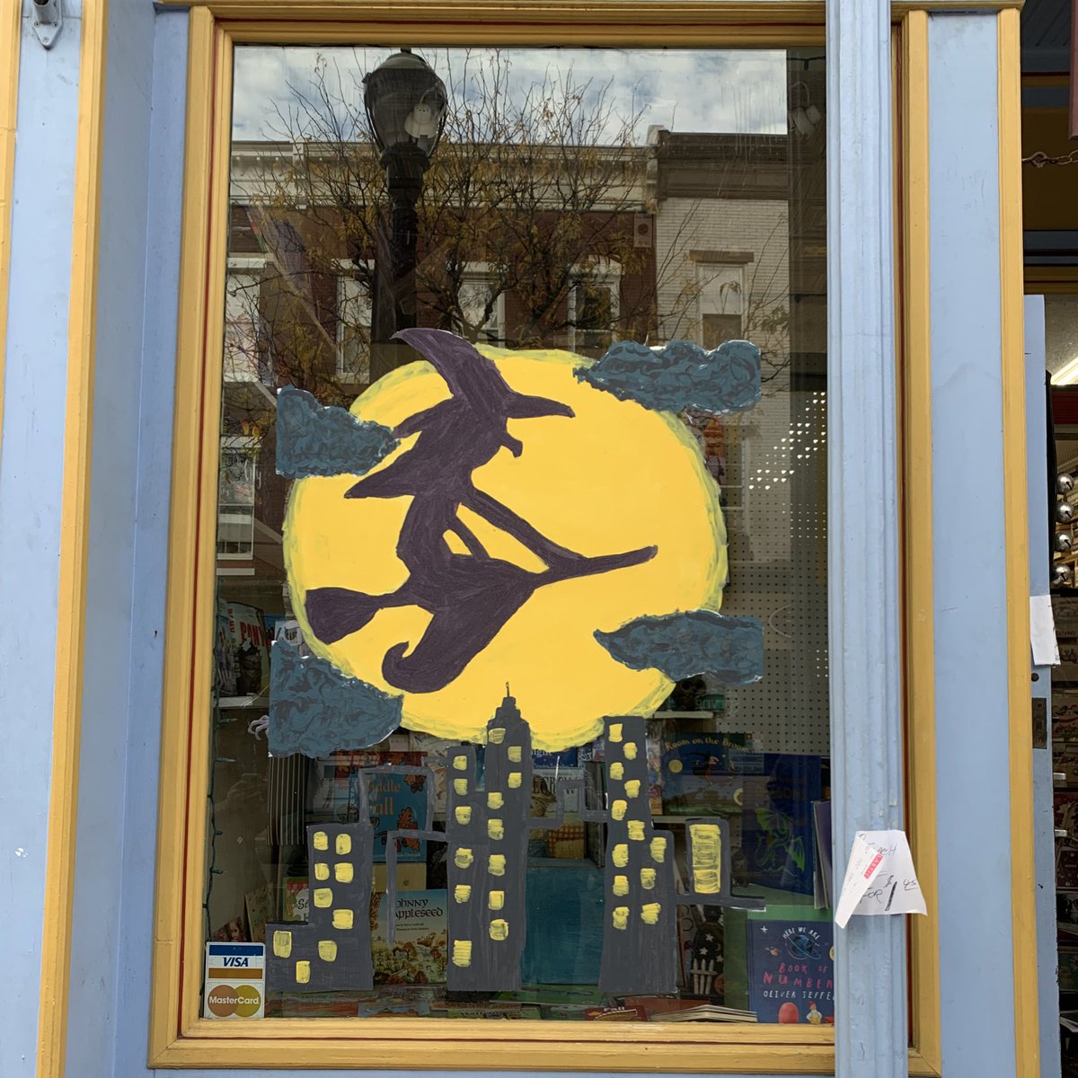 Some Halloween window paintings from the local high school students.