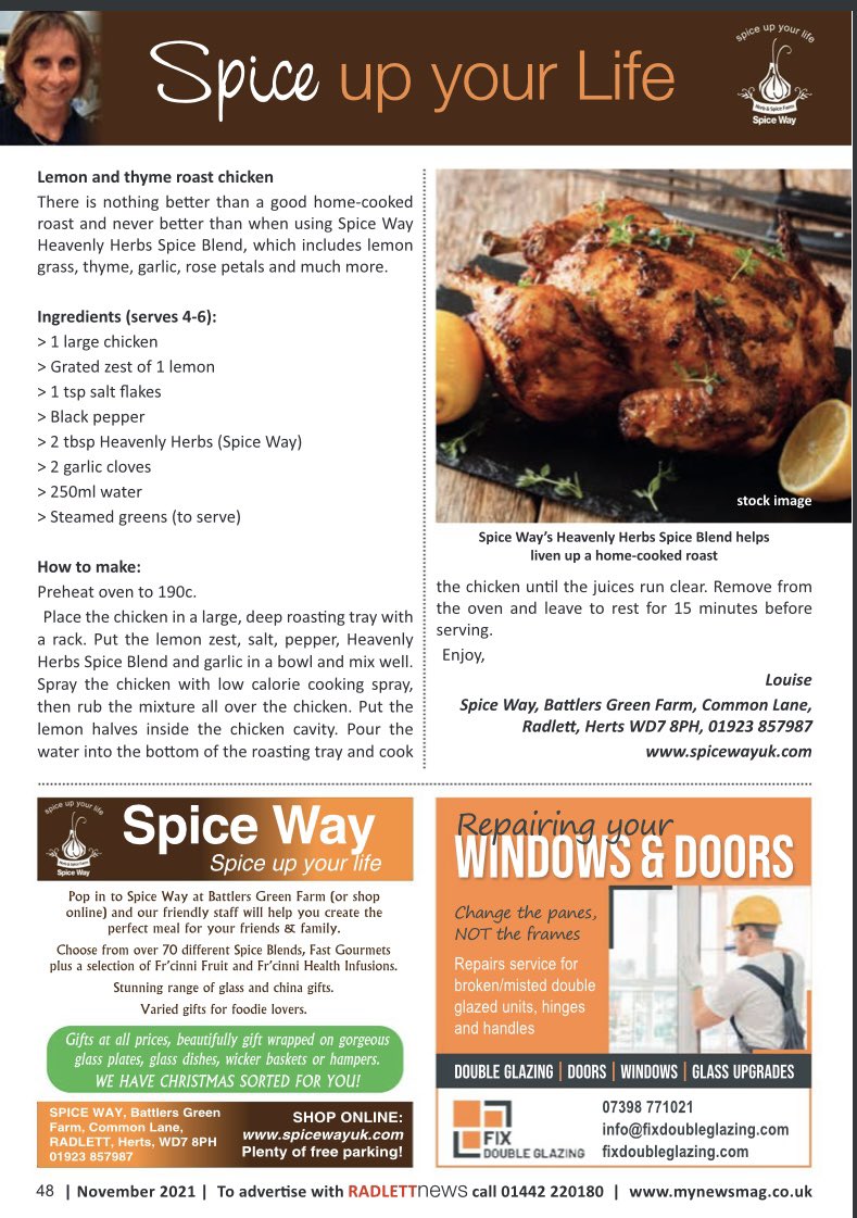 SpiceWayUk's tweet photo. Spice Way:Lemon &amp; Thyme Roast Chicken recipe using our Heavenly Herbs Great Taste Award winning Spice Blend
Buy in our shop @battlersgreenfarm Tues-Sun or ONLINE  https://t.co/XosEd94YSW 
check out online with your debit/credit card using Moona you get £5 back on EVERY purchase https://t.co/ZkE0ukqt0y