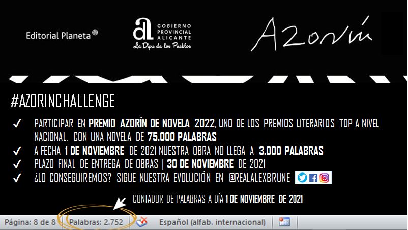 realalexbrune's tweet photo. Nos vamos directos a un mes de locura para intentar participar, como valencianos, en uno de los premios literarios que más ilusión nos hacen: el Premio Azorín de Novela!

#libros #libro #lectura #escritor #SaludMental #Demente #azorinchallenge https://t.co/4NOv1Fb7i1