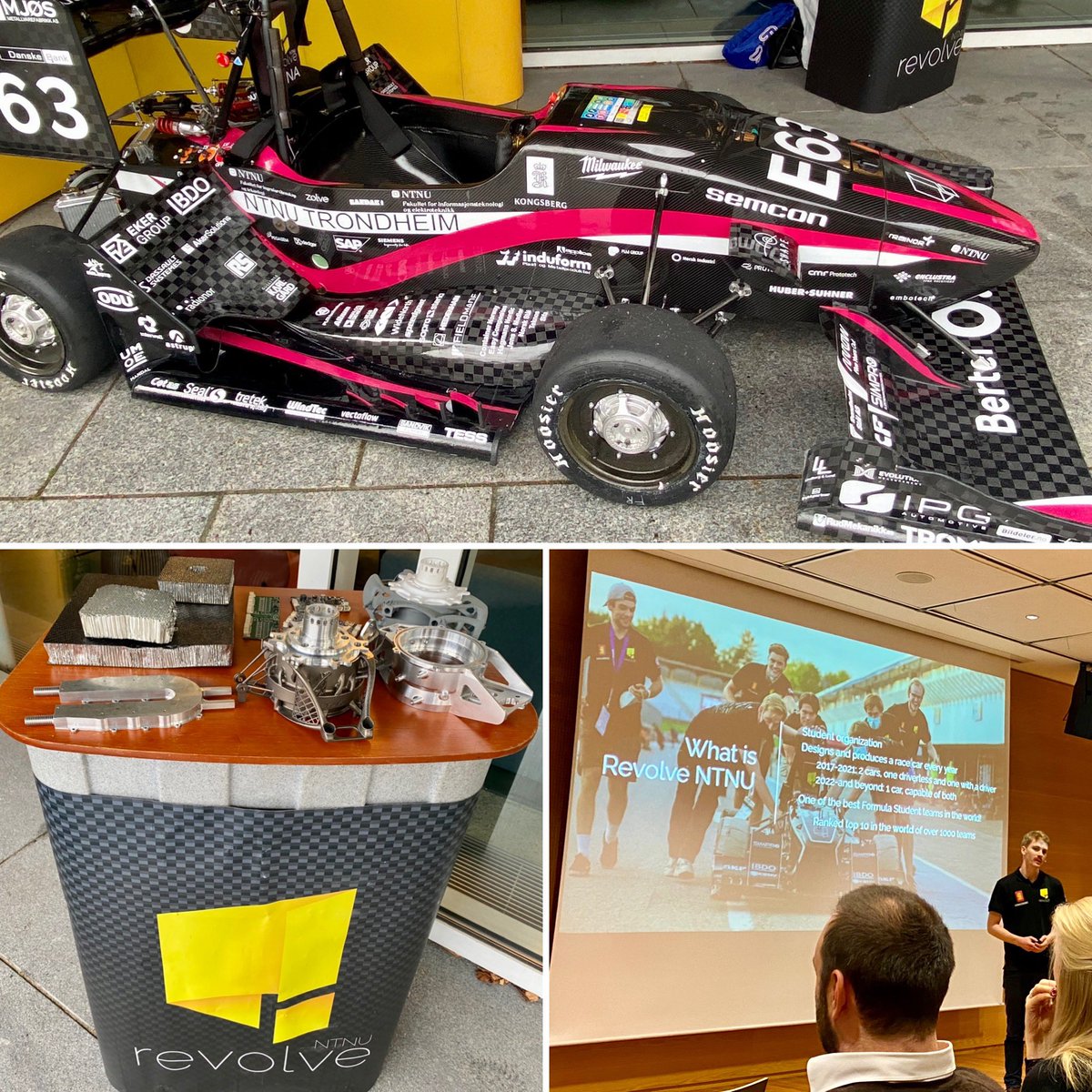 Inspirational presentation by <a href="/RevolveNTNU/">Revolve NTNU</a> today where they demonstrated how they use #aluminium in their #EV. We in @NorskHydroASA are utterly impressed with your achievements
