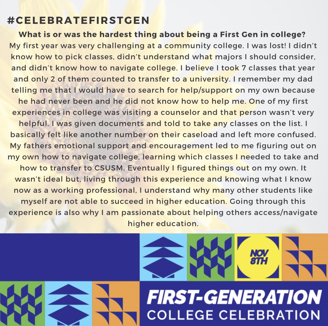 csusm_lafs's tweet image. Meet David Espinoza!
Join is virtually for CSUSM’s First-Generation College Celebration on November 8th.
Register today!
csusm.edu/firstgeneration @CEOtalk @FirstgenCenter
#Celebratefirstgen #csusm #lafs #DeanofStudents #LatinXCenter #TRIO