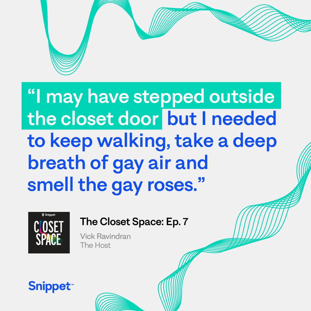 SnippetFM's tweet image. Tune in to The Closet Space this week for a special episode as host Vick Ravindran kicks off the second half of Season 1 by sharing the details of his multiple coming-out journeys.