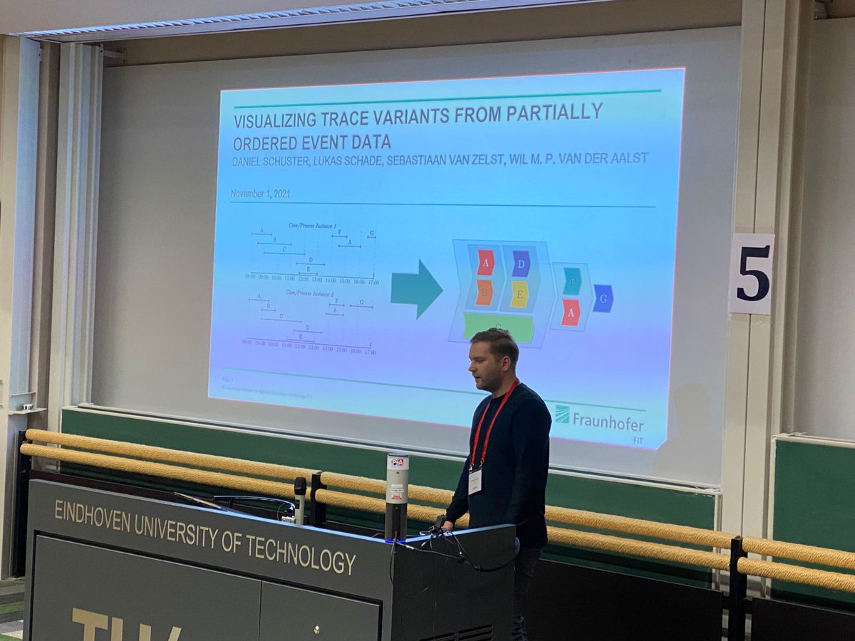 BenoitDepaire's tweet photo. Had a great day at our second edition of #EdbA. Congratulations to D. Schuster, L. Schade, S. J. van Zelst and @wvdaalst for winning the Best Paper Award with "Visualizing Trace Variants From Partially Ordered Event Data". @icpm_conf #icpm21 https://t.co/OOrTT7BTJp