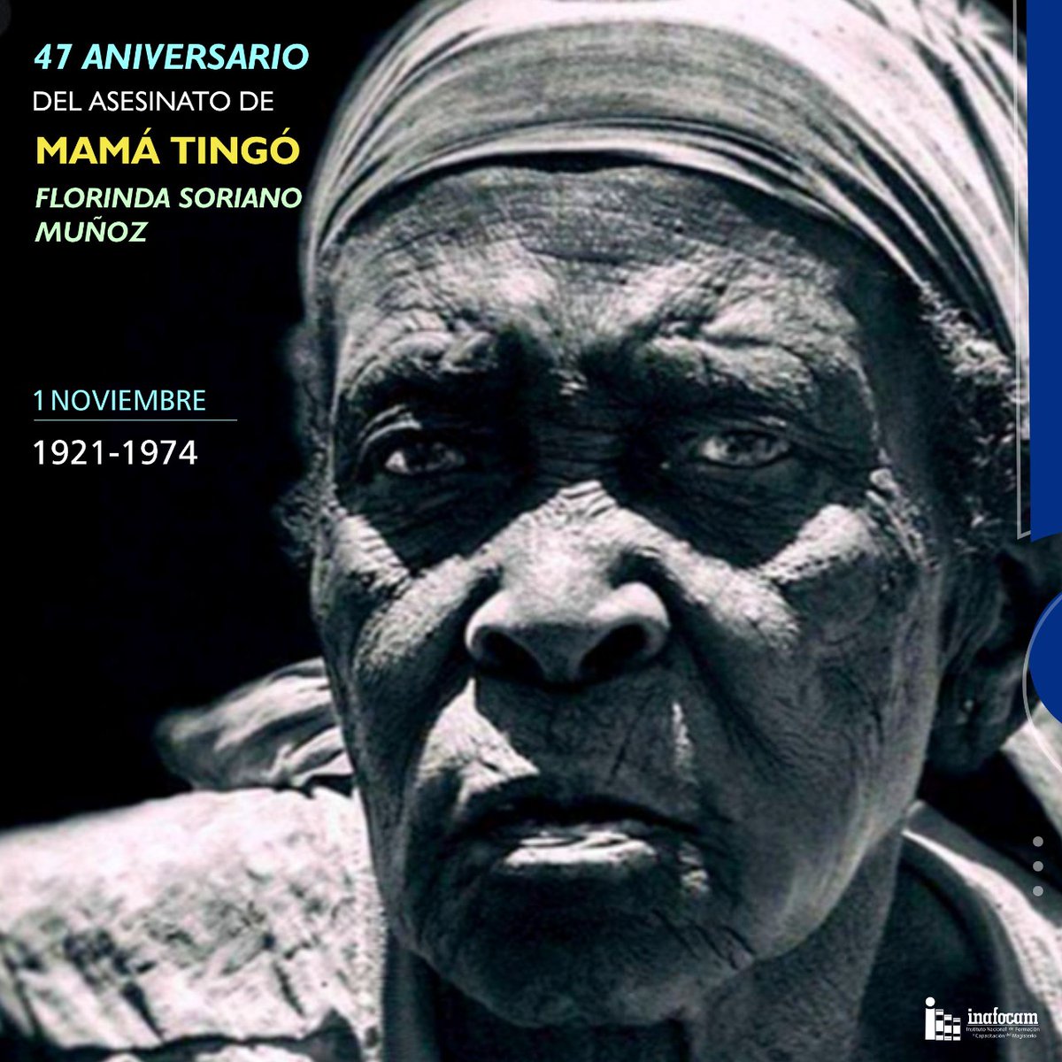 INAFOCAMRD's tweet photo. Un día como hoy, 1 de noviembre de 1974,fue asesinada la activista y defensora de los derechos del campesino dominicano, Florinda Soriano Muñoz (Mamá Tingó) en el momento que se encontraba luchando contra el despojo injustificado de tierras a los campesinos de Hato Viejo. https://t.co/Sz7FlvkWhd