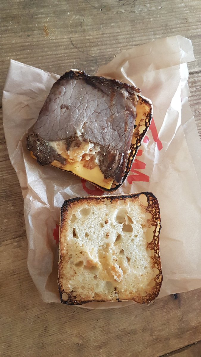 madoh09's tweet photo. a slice of beef accidentally got in the middle of my roast beef sandwich #supposedly really @TimHortons #disappointed #youcandobetter https://t.co/7y8DwcLKEJ
