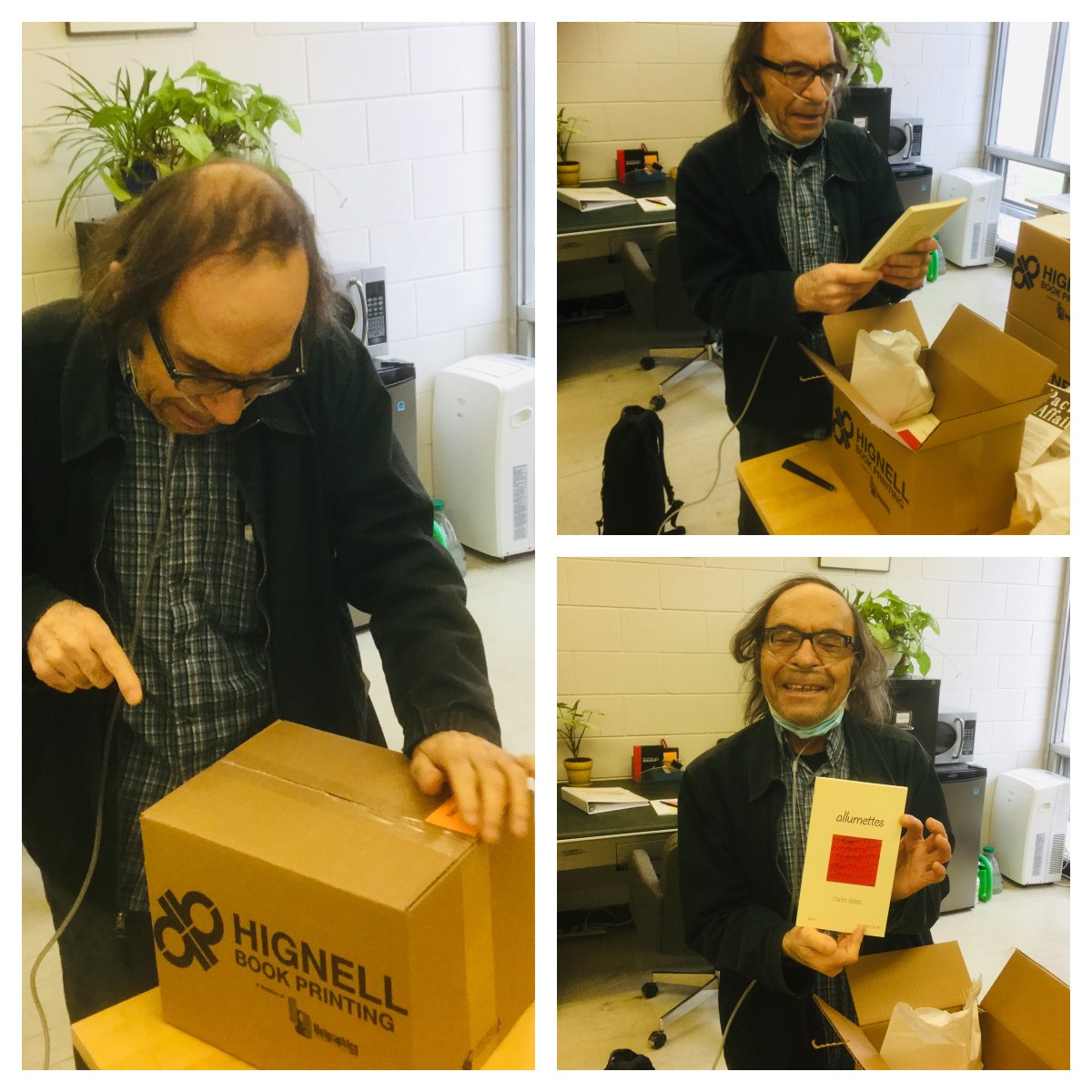 Des cartons s'ouvrent aux Éditions du Blé ! 🙂 
Un tout nouveau recueil "allumettes" de Charles Leblanc : déjà disponible en exclusivité manitobaine à la Librairie À la page. 
Pis, disponioble à la vente dans toutes les librairies francophones et sur le web dès le 9 novembre !