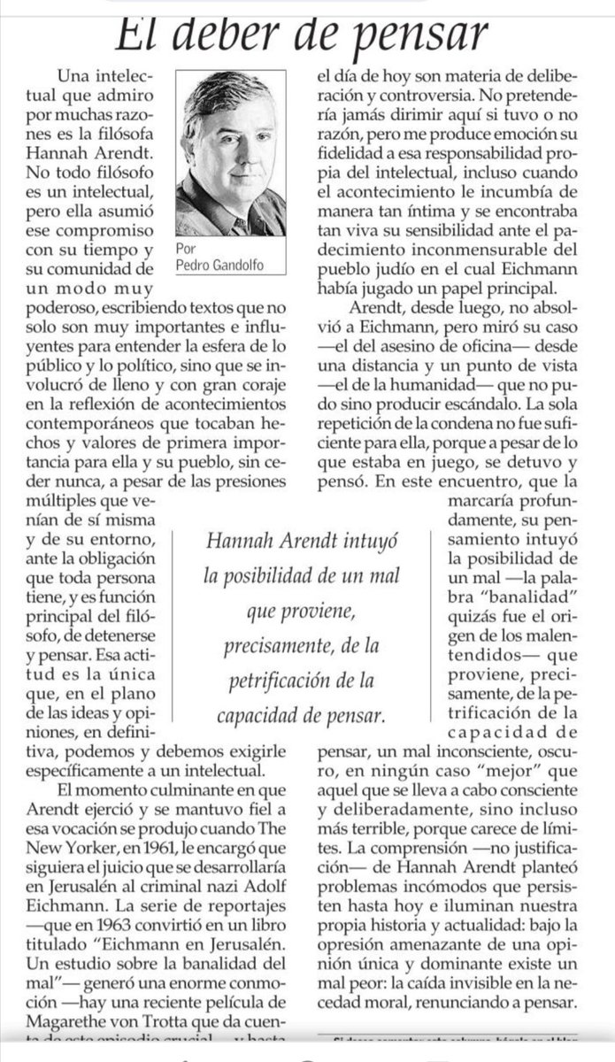 ignaciobriones_'s tweet photo. Recomiendo 2 excelentes columnas, (@pgando y Matías Rivas) relacionadas con el deber de pensar, base de nuestra convivencia y humanidad. La flojera de pensar es hábitat para el eslogan, la moralina, la polarización y, en último término, el fanatismo y los peores horrores humanos. https://t.co/8u5YzGr2Ly