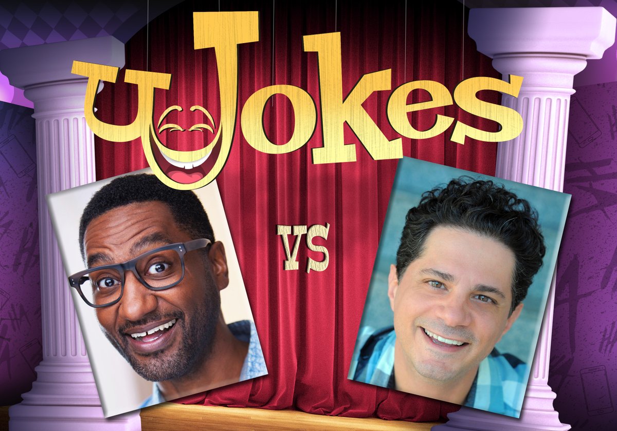 UjokesShow's tweet photo. Tonight #LIVE @justlikestephen (Dwayne Colbert) clashes with @ROCCOLateNight as they "joke-off" until they're sore. Come play along in the chat. 6pm 9est. #improv #comedy #jokes #soreness #competition hosted by Jonathan Mangum https://t.co/pZMw6fYSJP https://t.co/wlf8Y0dQow