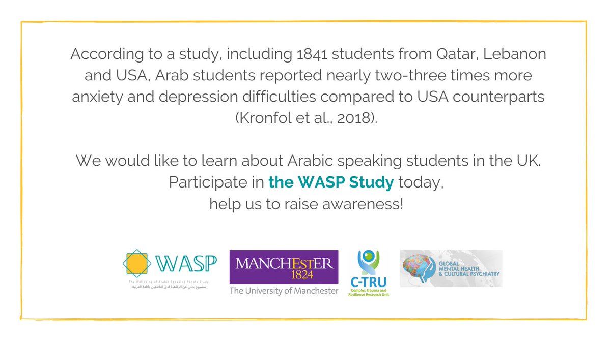 Are you an Arabic speaking student in the UK? You can participate in the WASP Study. 
Find the link below: 
qualtrics.manchester.ac.uk/jfe/form/SV_eX…