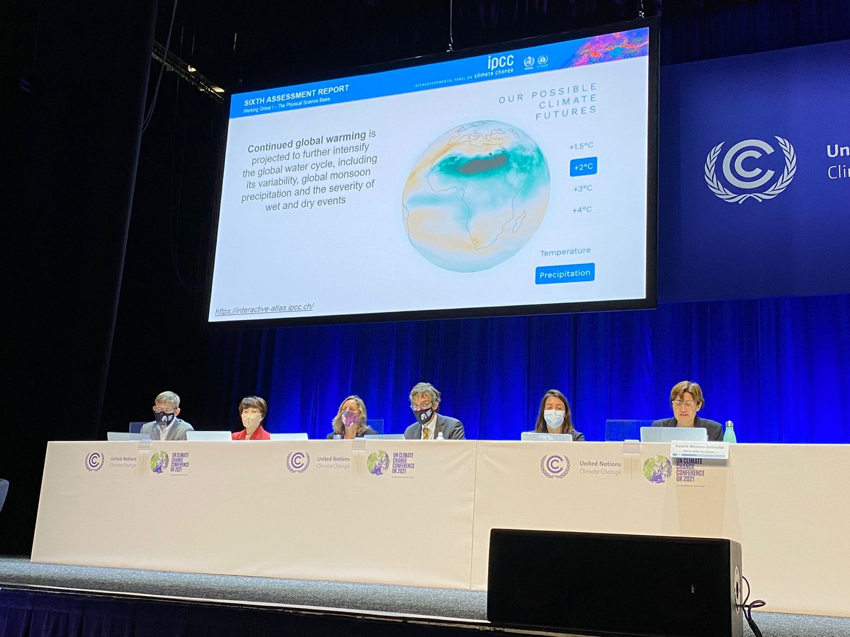 IPCC_CH's tweet photo. The scale of the widespread &amp; rapid observed changes in the atmosphere, ocean, cryosphere &amp; biosphere &amp; across the climate system is unprecedented over many centuries to many thousands of years.

#IPCC WGI Co-Chair @valmasdel presenting #IPCC #ClimateReport findings at #COP26. https://t.co/E6dQSWQLtn