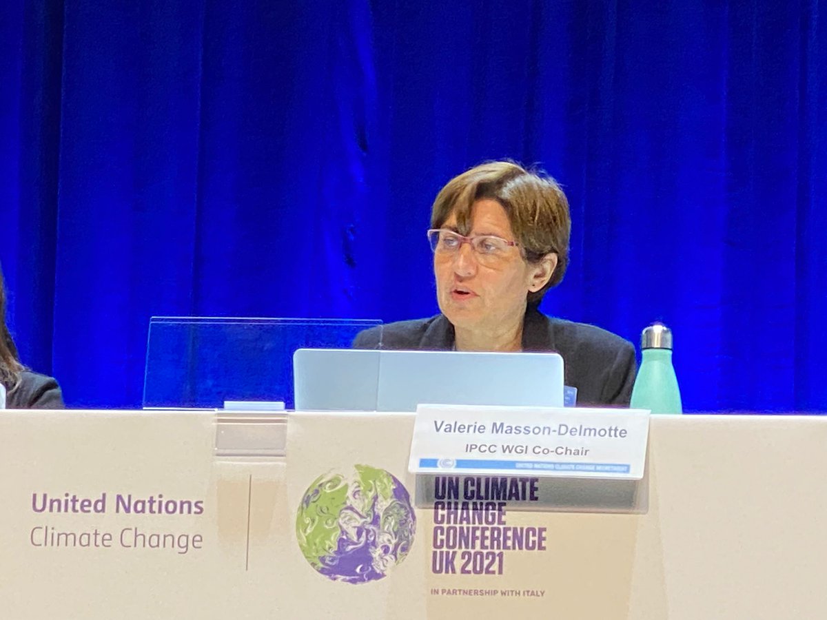IPCC_CH's tweet photo. The scale of the widespread &amp; rapid observed changes in the atmosphere, ocean, cryosphere &amp; biosphere &amp; across the climate system is unprecedented over many centuries to many thousands of years.

#IPCC WGI Co-Chair @valmasdel presenting #IPCC #ClimateReport findings at #COP26. https://t.co/E6dQSWQLtn