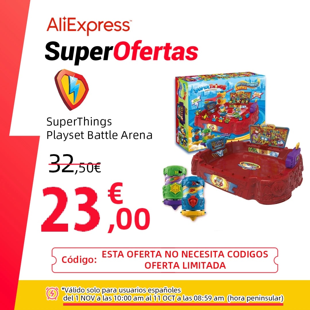 ChollosXpress's tweet photo. 📡SuperThings - Playset Battle Arena
Contiene 1 Arena, 2 Battle Spinners Exclusivos y 2 SuperThings Exclusivos 

🚫 Antes: 32,50 💶
✅ Precio 28,60 💶(-12%)

🔗 Más info: https://t.co/NwO7gZr6iW https://t.co/YgsSWemDFq