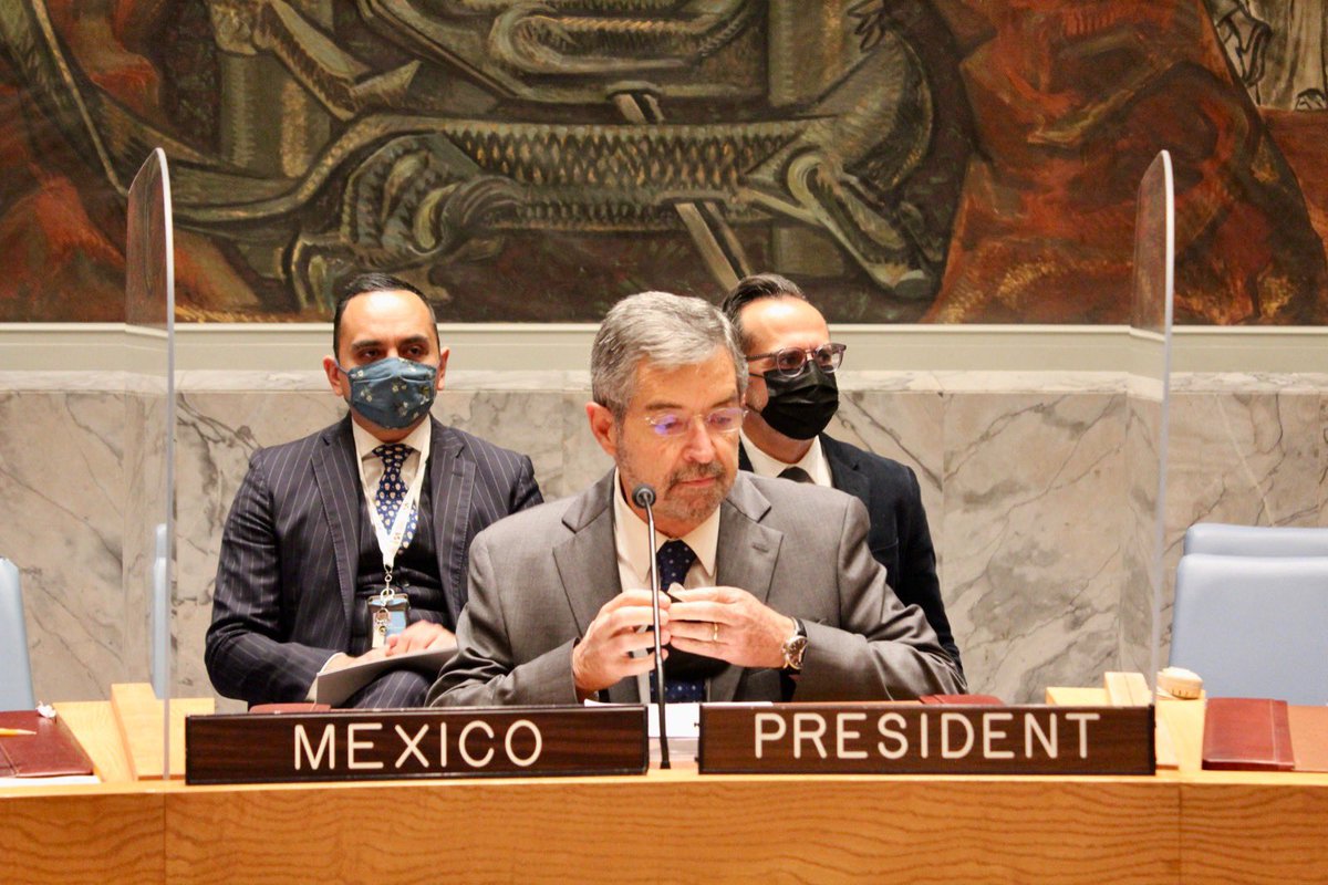 MexOnu's tweet photo. El Consejo de Seguridad de la ONU 🇺🇳 adopta por unanimidad el programa de trabajo presentado por México 🇲🇽

#MexicoUNSC https://t.co/3nRu2WvN9H