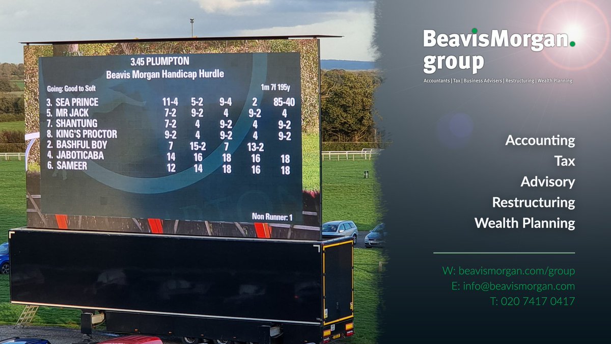 BeavisMorgan's tweet photo. First Race : Handicap Hurdle🏇
Beavis Morgan group proud sponsors 
@plumptonraces @BMConnectLtd @bm_advisory 
#HorseRacing https://t.co/RMPdraoTbF