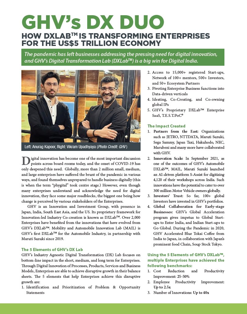 VikramUpadhyaya's tweet photo. @GHVAccelerator all set to transform Enterprises through #DxLab . Thanks @forbes_india for the coverage . https://t.co/mfq2VjrTHH
