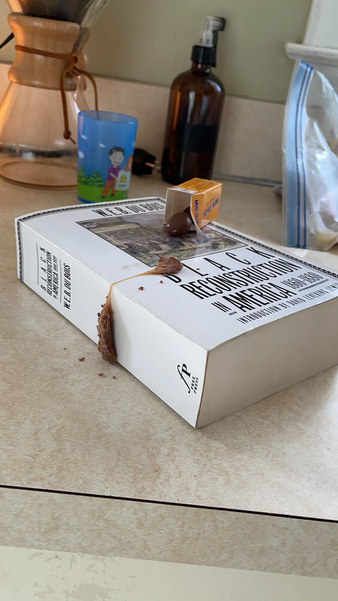 vnknowncaller's tweet photo. @MiQL omg I found a copy of black reconstruction in America in my one of toddlerโs milk duds. Literally shaking and farting and shidding my pants right now!!! #CRT #comminism #hallowern #trickortraet https://t.co/F312KH2VOl