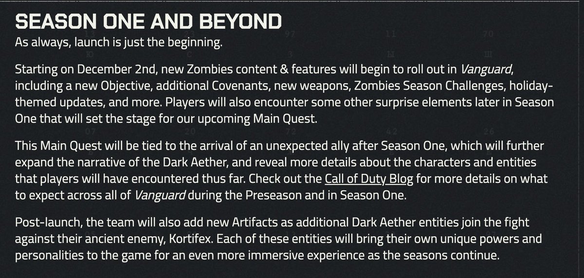 FirebaseCOD's tweet photo. Vanguard Zombies will not have a Main Quest until after Season One. https://t.co/ZEKXA5PwM3