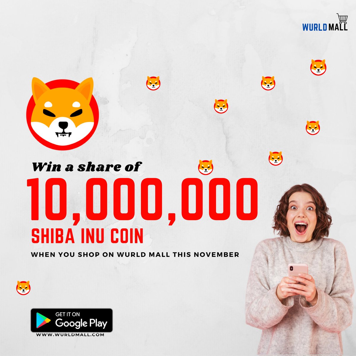 MallWurld's tweet photo. Our little way of letting you know that crypto is the future.

To win a share of one of the fast rising coin in the crypto market all you have to do is;

*Go on https://t.co/SyBeuDOdvD
*Purchase an item of at least $10 (NGN 5,000)
#shibainu #shiba #cryptocurrency https://t.co/Ti0afKPVKN