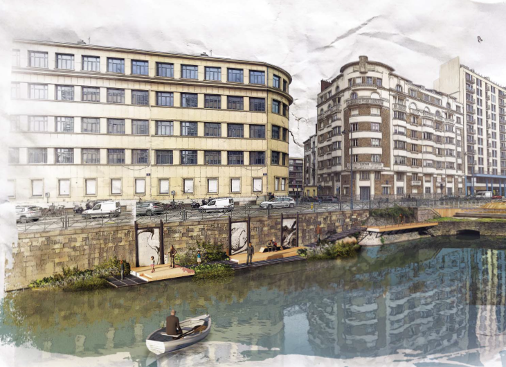 CiteInspiree's tweet image. Pourquoi supprimer le parking vilaine ? Pour un accès à l&apos;eau comme sur le projet &quot;Au bord de l&apos;eau&quot; lauréat du budget participatif (image Atelier Made) ou pour créer des quais bas comme à Utrecht ! 😍 #Rennes #Vilaine