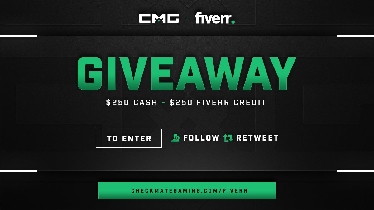 $400 Giveaway - CMG x Fiverr 
 
4 winners will each receive $50 Cash + $50 Fiverr credit
 
♻️ Retweet
🤝 Follow us and <a href="/fiverr/">Fiverr</a>
🔗 Visit: checkmategaming.com/fiverr 
 
Winners will be announced on November 15th @ 9pm ET
 
#CMG #Fiverr #Giveaway #Giveaways #graphicdesign
