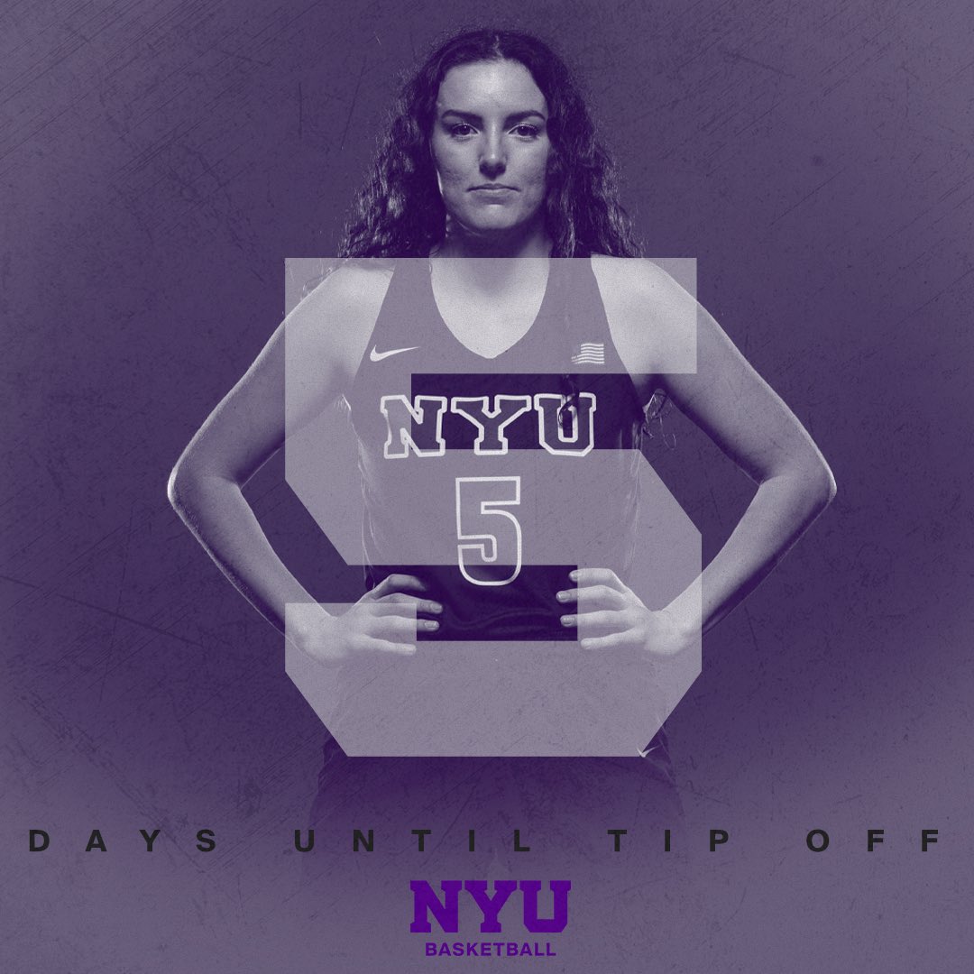 nyuwomenshoops's tweet photo. The official countdown begins… 

5️⃣ days till we open up our season @ Kean University #RELENTLE99 💜 https://t.co/ok0mlDbFDt