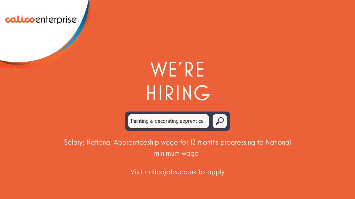 Constructing the Future has an exciting opportunity for an apprentice looking to start their career in painting &amp; decorating. To find out more &amp; apply, visit calicojobs.co.uk