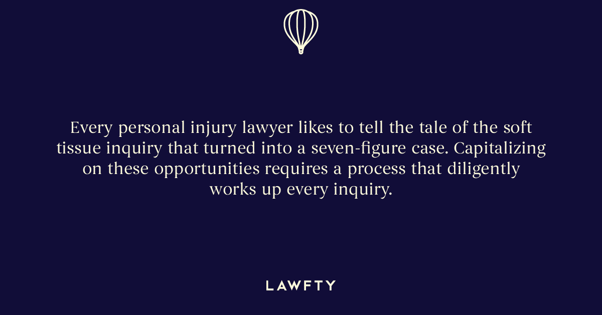 getlawfty's tweet photo. It’s not always clear which inquiry will turn into a million-dollar case.

#personalinjury #lawfirmmarketing #legaltech #attorneymarketing https://t.co/fICoFHl8K1