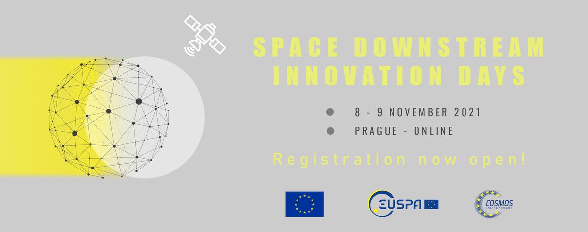 2 dias de Inovação! #Space #Downstream #InnovationDays vão acontecer nos dias  8 e 9 de novembro em Praga/online com oportunidades de #financiamento para #empresas #pesquisadores #startups e novidades do Programa Espacial Europeu euspa.europa.eu/space-downstre…