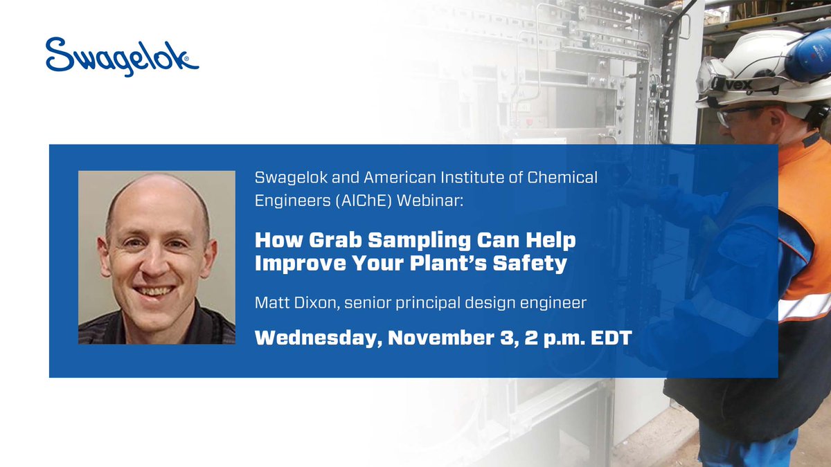Swagelok's tweet photo. Last chance to register for our webinar with @ChEnected on 11/3! Learn about #grabsampling, including how to identify potential safety concerns and select the right system for your needs. https://t.co/6c3HBC0cUC https://t.co/8zdAtEyjOg
