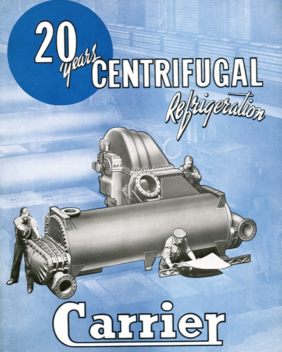 alliedaircon's tweet photo. #DidYouKnow In 1942, the @CarrierAtHome centrifugal chiller, the innovation famous for introducing the general public to air conditioning, became a critical component in the efficient production of war material during World War II.  

#HVAC #history #Carrier https://t.co/GfTSvtYWgH